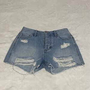 Hollister Distressed Denim Shorts High‎ Rise Boyfriend Light Wash Size 25